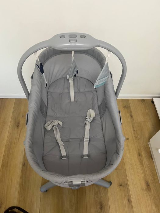 Кроватка-стульчик Chicco Baby Hug Pro 5 в 1 для годування Сіра