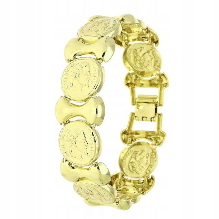 Bransoletka Pozłacana 14K Z Monetami 19 Cm 18 Mm