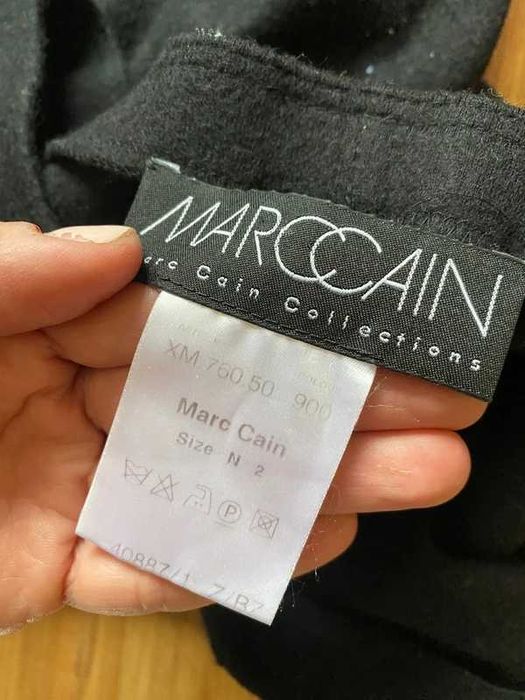 Marc cain s m 36 38 spodnica z rozcieciami midi material welna angora