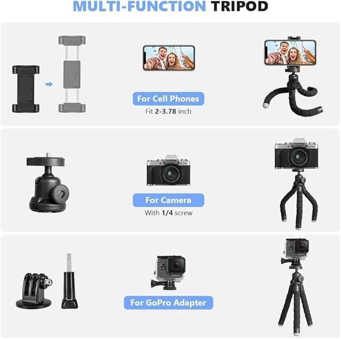 Elastyczny statyw do Tel GoPro z pilotem 360° tripod mini lekki 829