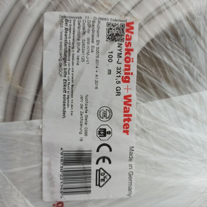 Kabel NYM-J 3x1,5mm2 100m