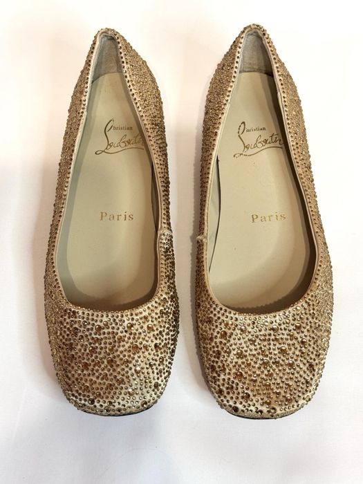 Christian Louboutin Gold Strauss туфлі , балетки
