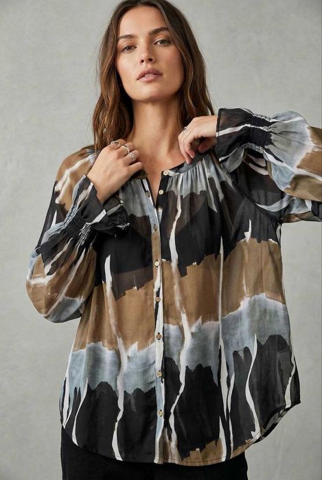 Стильная воздушная блуза на пуговицах NEXT из вискозы, р. L/XL