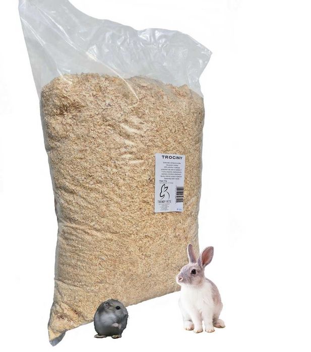 Trociny odpylone dla gryzoni królika 9kg. Duża ilość trocin.