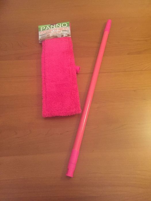 Mopa cor de rosa microfibra com cabo extensível Novo