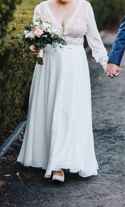 Suknia slubna boho koronka muslin rozmiar 38 40 42