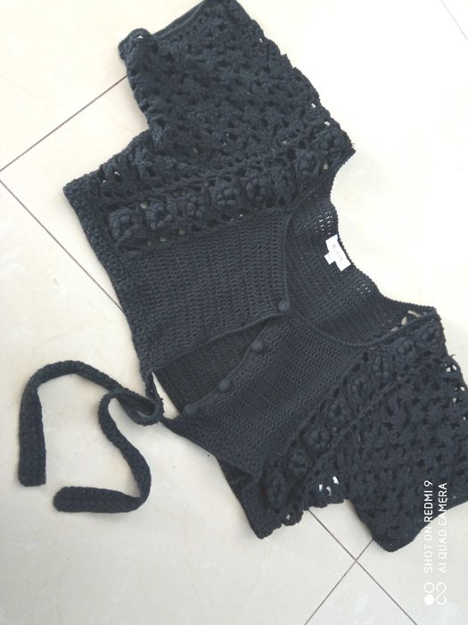 MIXIN ręcznie robione bolerko szydełko M L czarny cotton