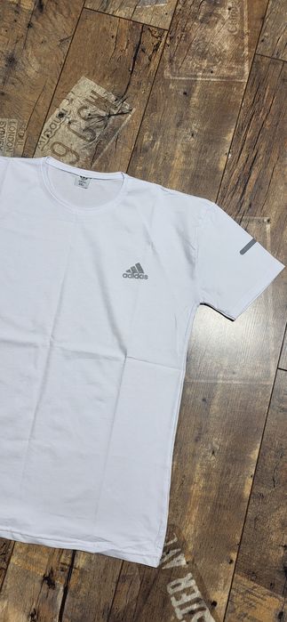 Biała koszulka męska t-shirt bawełna premium odblaskowe logo XL