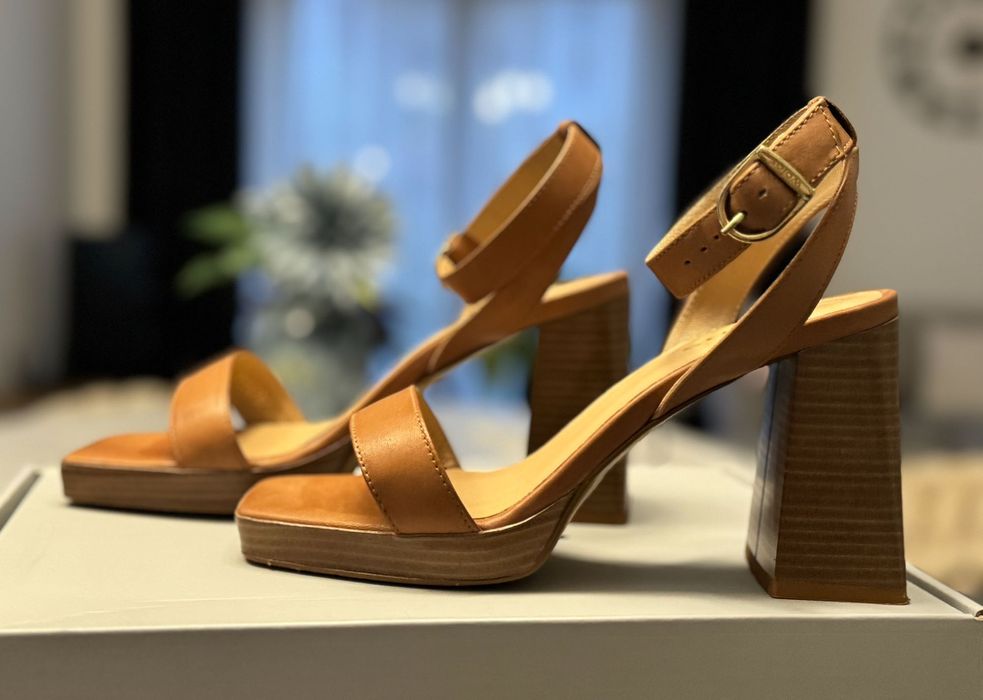 Sandały Wojas brązowe na wysokim obcasie