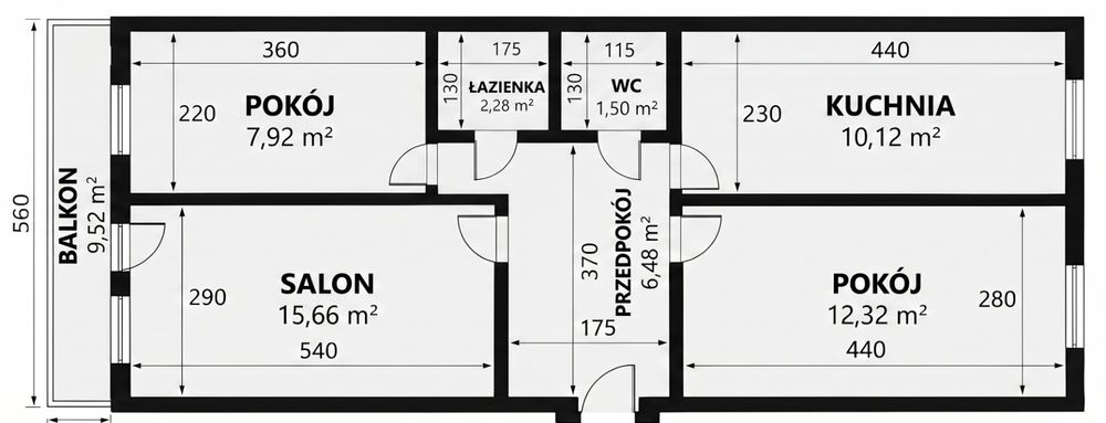 3 pokoje, 57 m², klimatyzacja i duży balkon – Świdnik