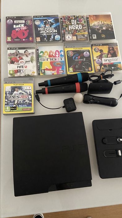 PS3 with games / microphones / Move / DJ turntable64286112632323120