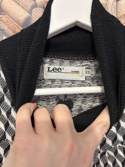 Sweter sweter golf w pepitkę Lee woman XS 34 biało-czarny