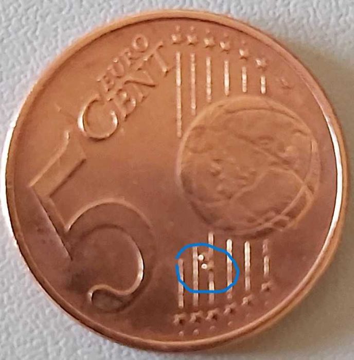 5 Cêntimos de 2003 da Áustria c/Defeito