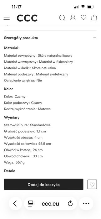 Kozaki skórzane Gino Rossi rozmiar 36