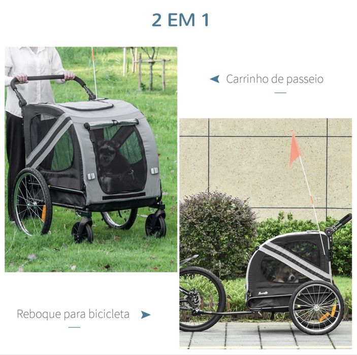 Carrinho/Reboque 2 em 1 para cães