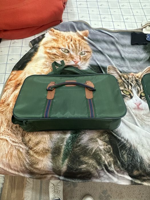 3 mochilas de viagem com : pequena , media , grande de cor verde