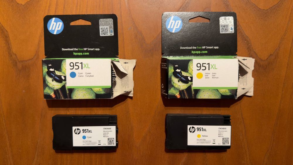 Cartuchos HP 951 Originais – Cyan e Yellow (Novos)