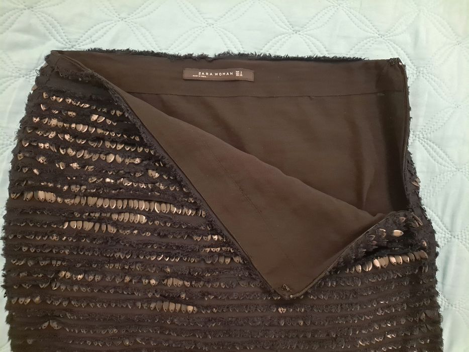 Spódnica Zara czarna cekiny krótka S