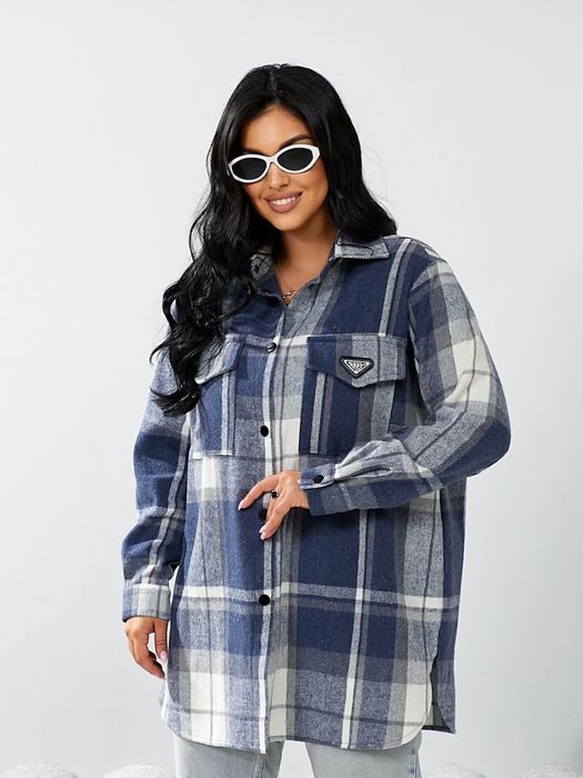 Жіноча тепла вовняна Сорочка Оверсайз. Батал/Sizes+