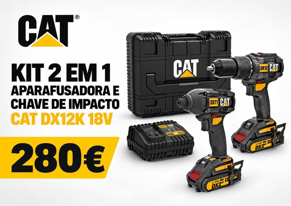 Kit 2 em 1 Aparafusadora e Chave de Impacto CAT DX12K 18V LL29
