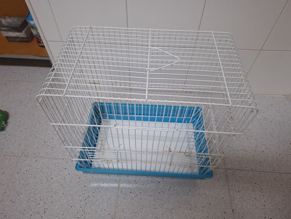 Gaiola para pássaros meio viveiro.