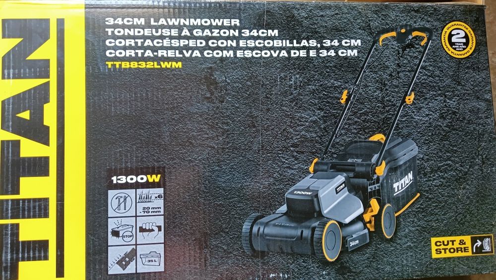 Corta-relva Elétrico Titan 1300W (Com Caixa e Saco Coletor)
