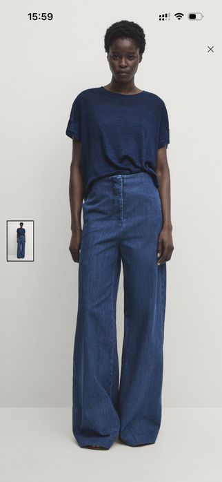 Футболка блуза лляна льон льняна синя massimo dutti S