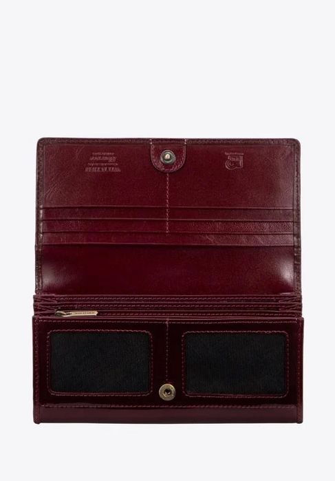 Witchen Damski portfel ze skóry lakierowanej podłużny bordowy