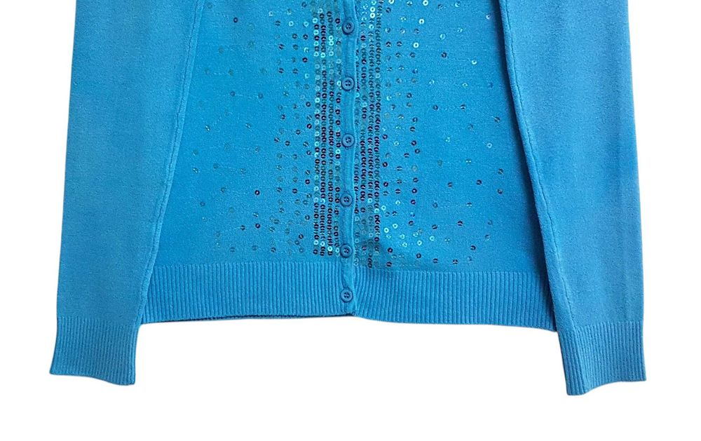 Damski bawełniany niebieski sweter z długim rękawem 36/S