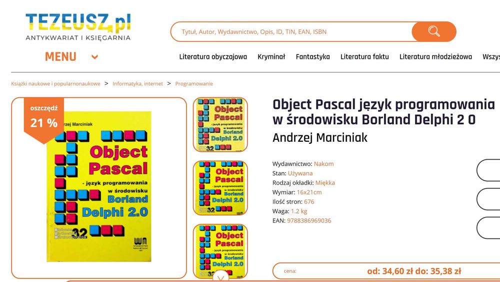 Object Pascal-język programowania w Borland Delphi, Marciniak Gniezno ...