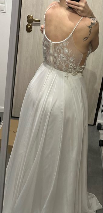 Suknia slubna muslinowa srebrna laurelle