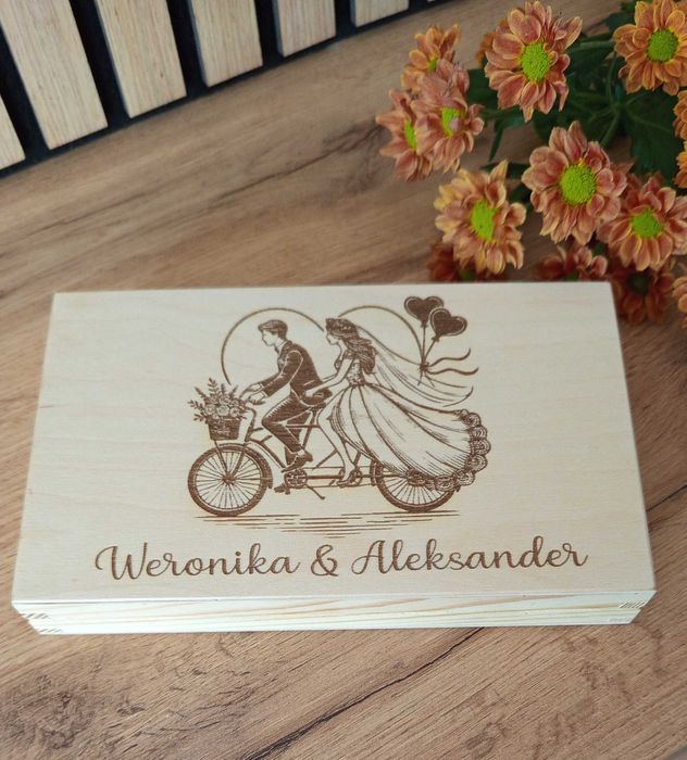 Personalizowane pudełko ślubne na pieniądze z grawerem