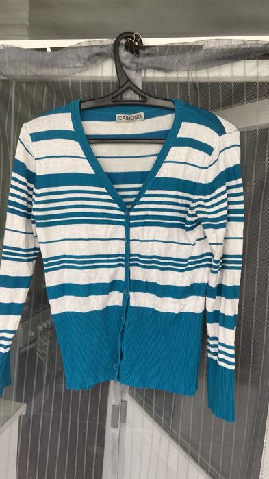 Кардиган, кофта з ґудзиками в полоску в корейському стилі