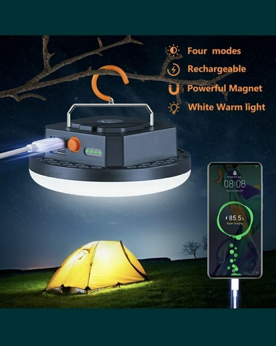 Ліхтар акумуляторний MOS-14 повербанк лампа для кемпінгу