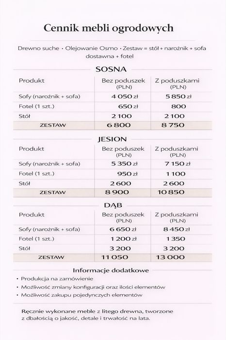 Ekskluzywne meble ogrodowe.Stół. Narożnik. Kanapa. Fotel. Ławka