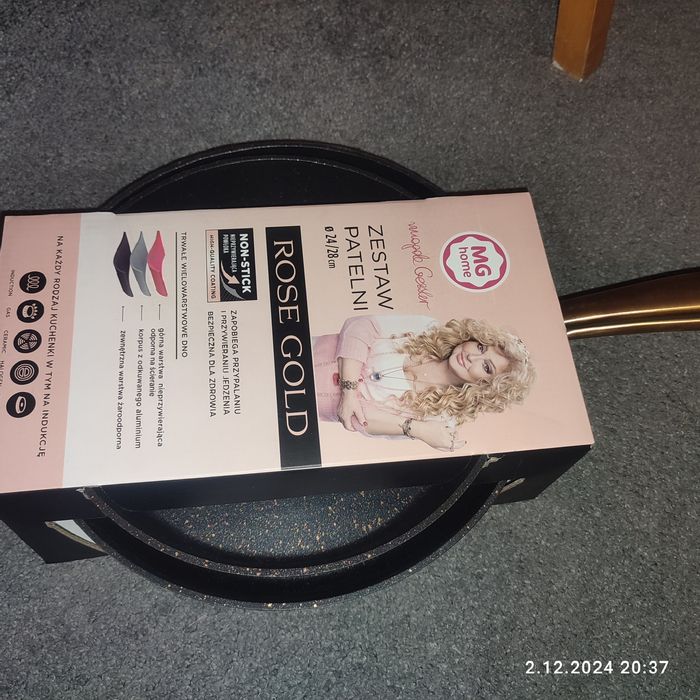 nowy Zestaw 2 patelni MG Home ROSE GOLD