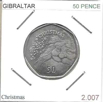 Gibraltar - - - 50 Pence - 2007 - - - Christmas - - - Moeda