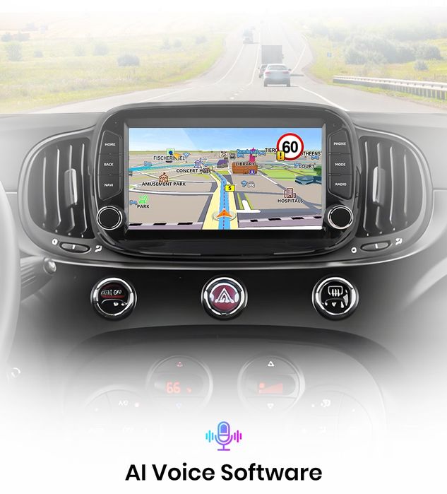 Rádio Android Fiat 500 de 2016-19 Carplay 2/32GB GPS wifi BT NOVO