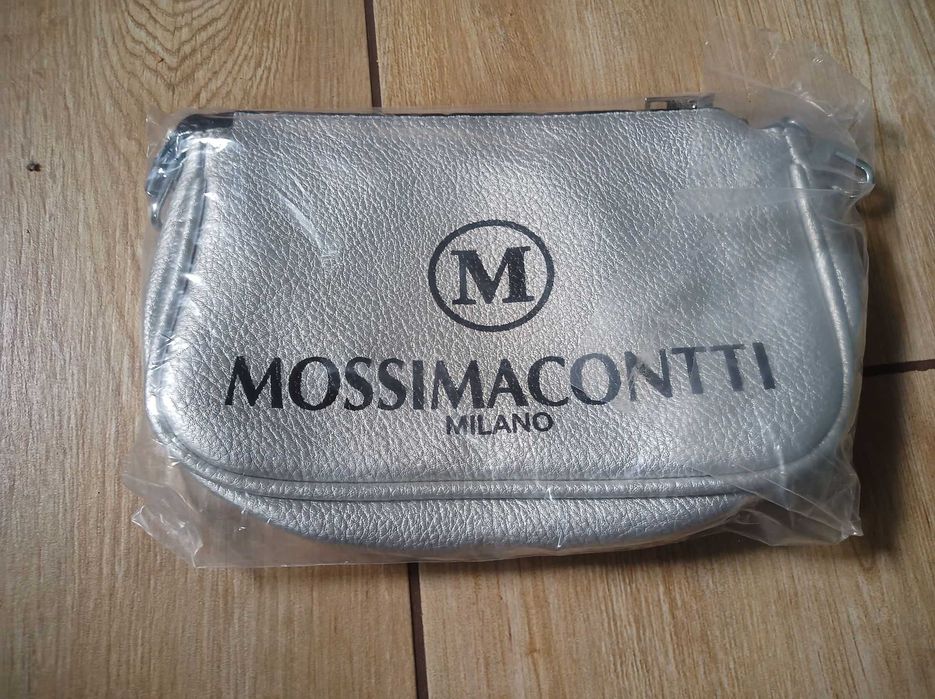 Torebka Massimo Contti Milano 3w1 srebrna nerka kopertówka portfelik