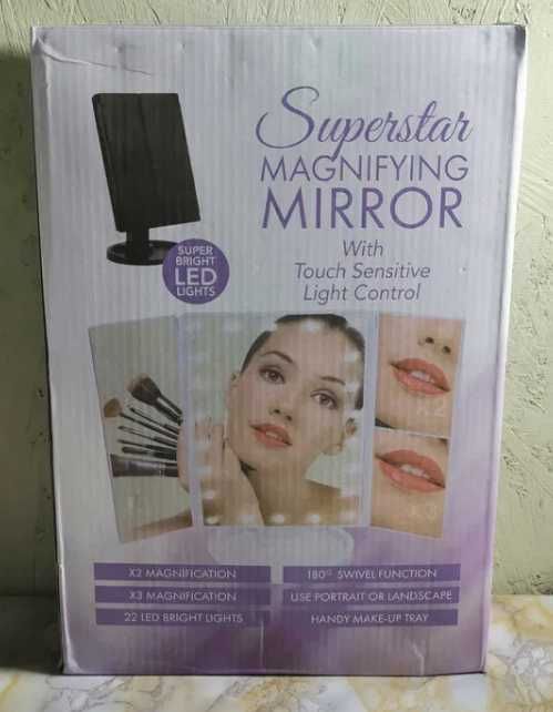 Зеркало с LED лампами тройное