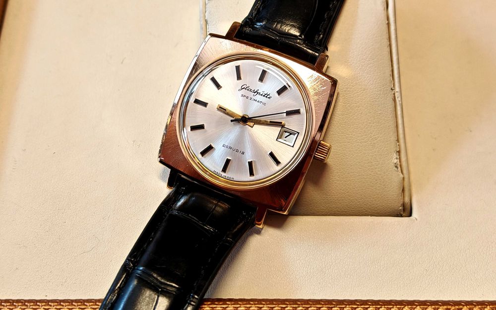 Zegarek Glashütte Spezimatic 26 Rubis GUB Automatic Pozłacany AU Data