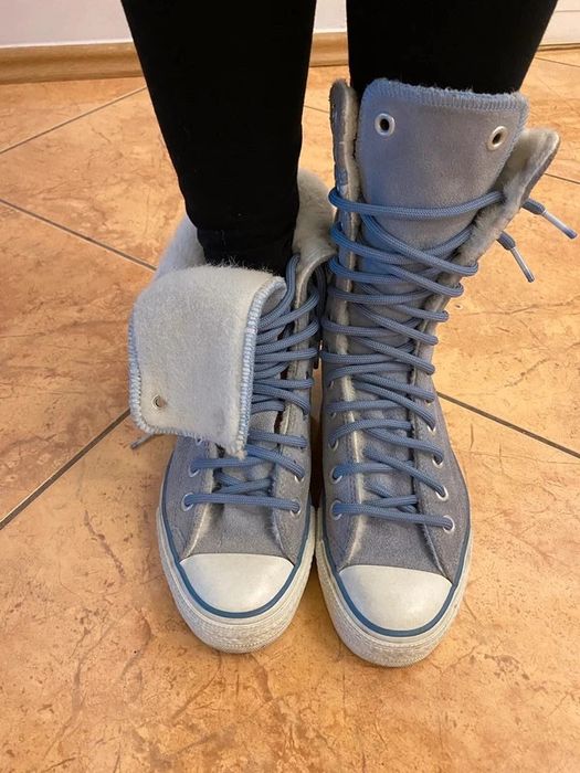 Converse zimowe ocieplane skora zamsz trampki dlugie za kostke merino