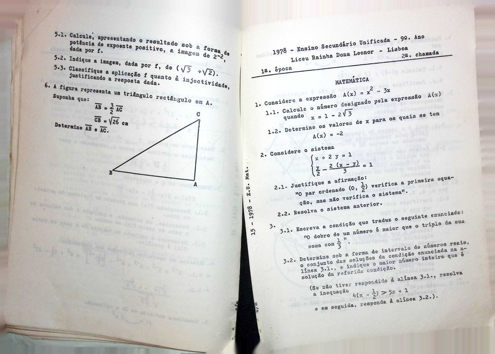 Provas de exame de Matemática - 9º ano