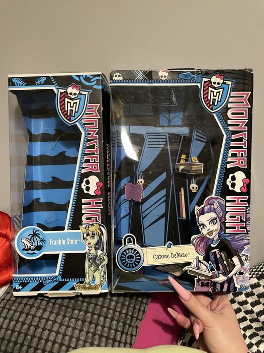 Monster High pudelka po lalkach box Catrine DeMew Frankie Stein