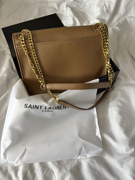 Сумка YSL Yves Saint Laurent Niki in Grained Lambskin бежева, чорна