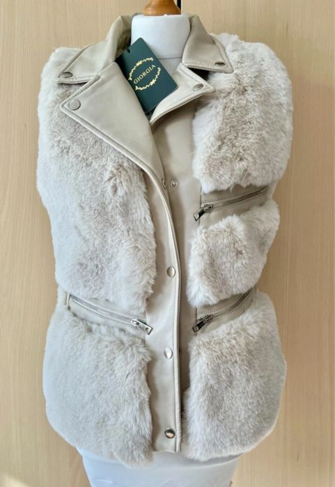 Nowa puchata ciepla kamizelka, bezrekawnik, Giorgia L