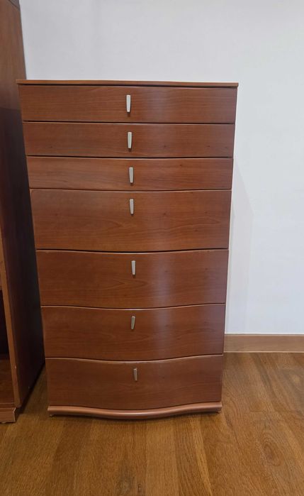 Armário de portas com prateleiras + prateira + camiseiro + mesa cabeceira