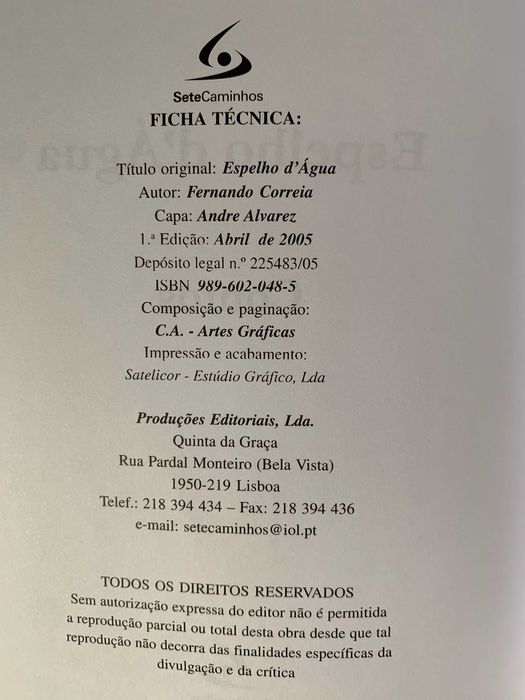 Espelho d' Água, de Fernando Correia