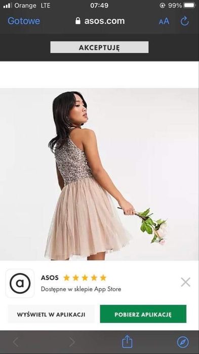 Sukienka Maya Petite Asos błyszcząca tiulowa cekiny sylwester wesele