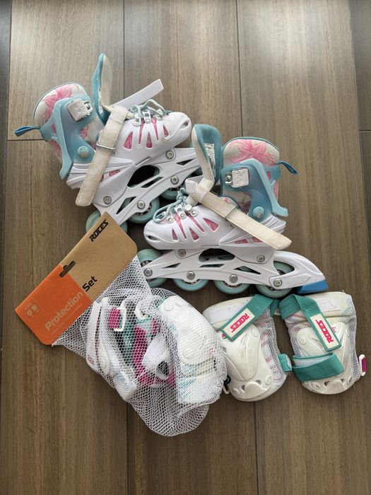 Роликовые коньки раздвижные Reaction Galaxy (28-31) + защита